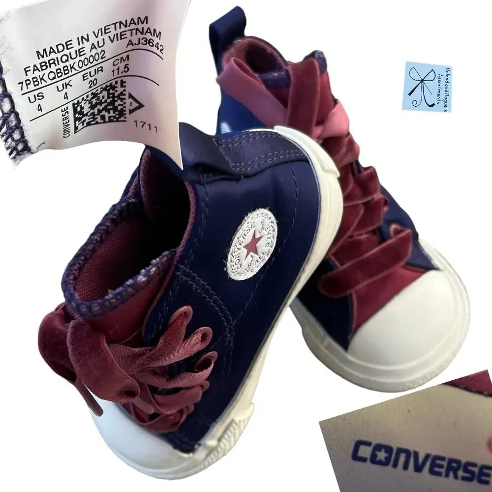 Converse Chuck Taylor All Star Satin Velvet Laces Shoes Baby Sz 4